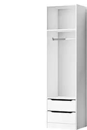 ALFORDSON Wooden Wardrobe Cabinet with 2 Drawers, Hanging Rod and Open Shelves, 50.5X 40x 185 cm, Compact Closet Clothes Storage, Dresser Clothing Organizer Cupboard for Bedroom Living Room, White