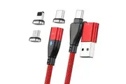 TEGAL USB & Type C 6 in 1 Dual Magnetic Fast Charging Cable Red 3 in 1 2m