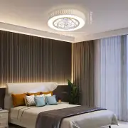 Round Flush Mount Ceiling Fan with Light Modern Enclosed Ceiling Fan Lighting