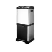 32L Rubbish Bin Dual Compartment Pedal Garbage Can Recycling Trash Waste Stainless Steel Trashcan Soft Closing Lid Kitchen