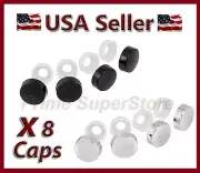 4 Black & 4 Chrome Fastener Caps License Plate/Tag Frame Auto car screw covers 8