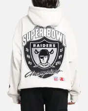 [MITCHELL & NESS] Mitchell & Ness Las Vegas Raiders National Champions Hoodie Silver Marle - Size 2XL 2XL Silver Marl Bro