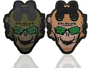 [YOYUMI] 2PCS Tactical Skull Military Patch PVC Soft Morale Badge Hook and Loop Armband