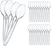 KHDULQ Pack of 100 Clear Colour Egg Spoons, Plastic, Plastic Spoons, Small Spoons, Soup Spoons, Egg Spoons, Reusable, Suitable for Dishwasher, Party, Camping