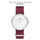 Daniel Wellington 手錶 Classic Roselyn 36mm玫瑰紅織紋錶-白錶盤-銀框(DW00100272)