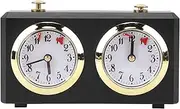 Analog Chess Clock Timer, Professional Wind Up Mechanical Chess Timer Multifunctional Portable Large Dials Vintage Count Up Down Timer for Chess Enthusiasts, Easy to Read (Black)