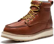 [ROCKROOSTER] Walker Waterproof Work Boots for Men, 6" Soft Toe Comfortable Boots, Upgraded Vibram Wedge Sole Boots, Arch Support Anti-Fatigue Boots, Leather Insulated Safety Boots, Electric Hazard
