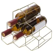 Countertop Wine Rack, 6 Bottle Freestanding Metal Small Wine Rack, Gold