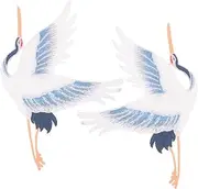 Generic 2pcs Crane Embroidered Patch DIY Decorative Repair Patches for Clothes Jackets Bags and Hats Skin Friendly Material Durable and Comfortable for Crafting