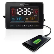 13024 Atomic Dual Alarm Clock with USB Charging, Black