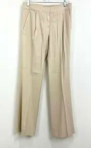 BROOKS BROTHERS 346 Lucia Fit Pleated Khaki Beige Linen Pants 4 NWT