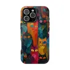 Abstract Cats Artistic Kitty - MagSafe Compatible Case iPhone 16 15 14 13 12