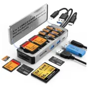 8in1 SD Card Reader,Aluminum Multi Memory Card Carrying Box