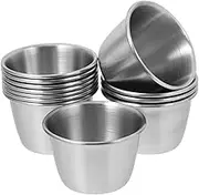 FONDOTIN 12 Pcs Stainless Steel Condiment Cups Elegant Dipping Sauce Bowls Portion Containers for Salad Dressings Easy to Clean Dishwasher Safe for Kitchen Restaurant Use