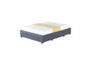 Design Square Designer Fabric Bed Frame Platform Base Double Size W/ 3-Drawers - Dark Grey