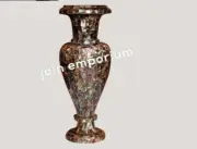 12" Marble Flower Vase Pot inlay paua shell antique decor home dining room hall