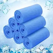 Mini PVA Cooling Towels - 6Pcs Quick Chilly Gym Towel Lasts 5 Hours for Neck and Face Hot Weather, Highly Absorbent, UPF 50+ for Outdoor Workout Sports Golf Yoga (29" x 3", Blue)