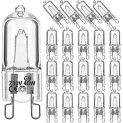 20pcs G9 Halogen Light Bulbs,40w Clear Halogen Lamps Dimmable,warm White 2800k For Chandeliers,pend Transparent