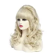 Long Wavy Blonde Wig with Bang Big Bouffant Beehive Wigs for Women fits 80s Costume or Carnival Party