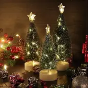 2024 3 pieces LED mini Christmas tree, artificial small fir tree, colorful lights Christmas tree, mini Christmas tree with LED, mini Christmas tree wi