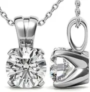 [Generic] Customize Jewel IGI 1.0 Carat Round Brilliant Cut Lab Created Diamond Solitaire Solistic Pendant In 14k White Yellow Rose Gold For Women,H-VS1, Medium, Gemstone, Created Diamond