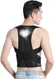 Corrector Adjustable Back Support for Women Men Kyphosis Humpback Straightener Neck, Spine Shoulder,Black-X-Large,Black-X-Large