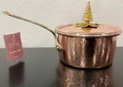 Ruffoni 2 Qt. Hammered Copper Tin Lined 7" Saucepan Tree Finial HANDLE CHIPPED