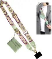 Phone Crossbody Strap with Wallet Phone Clip and Go Strap Girls Phone Green New