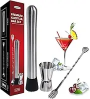 GUGELIVES Muddler,Durable Muddler Pestle,Perfect Professional Bartender Kit,Stainless Steel Muddler Bar Tool(3pcs)