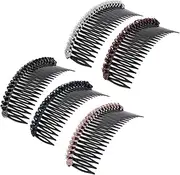 MUCKLILY 5pcs Simple Rhinestone Hair Insert Combs for Women Elegant Daily Headwear Photo Prop Unique Bang Styling Accessories Black Blue Silver Purple Pink