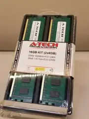 A-Tech 16GB Kit (8GBx2) PC3-12800 DDR3 1600MHz Non-ECC DIMM Memory RAM NEW