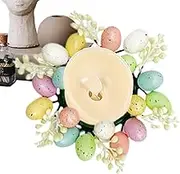 lyanny Easter Eggs Candle Wreath - Pillar Candle Ring Wreath with Easter Eggs,Desk Easter Floral Decor for Candles Tabletop Ornaments Centerpiece for Bedroom