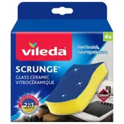 Vileda Scrunge Glass Ceramic Stovetop No-Scratch Scrub Sponge Pack of 4