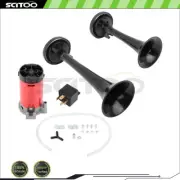 12V 130DB Loud Car Truck Boat Dual Trumpet Train Air Horn Compressor Kit Black (for: Toyota)