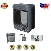 Gray Microchip Cat Door for 30 Cats - Ideal for All Door Types, Durable Polymer