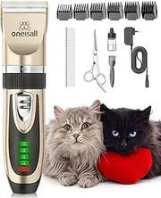 oneisall Quiet Clipper, Cat, Dogs, Professional Hair Trimmer for Long Hair Cats with Thick Fur, Dog Clipper, Cat Shaver with Powerful Motor (Gold)