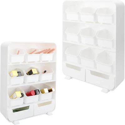 Desk Organizer with 11 Drawers - 4 Tier Plastic Desk Accessories & Workspace Org