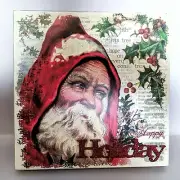 12" Santa Clause Happy Holidays Wall Picture Hanging Christmas Time