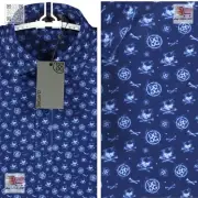 G/Fore Golf Mens Embroidered Stretch Polo ⛳️ MEDIUM M ⛳️ SKULL & Ts Blue Manolo