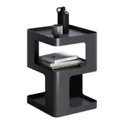 Catzon Modern End Table with Storage No Assembly for Bedroom Living Room-Black