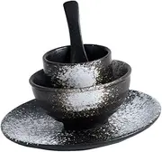[Alipis] Japanese Plates and Bowls Set 4 Piece Dinnerware Sushi Plate Ceramic Bowl Tea Cup Ceramic Spoon Porcelain Heat and Cold Resistant for Home