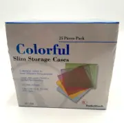 25 Pack - New Colorful Single Slim CD / DVD / VCD Radioshack Cases Storage
