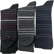 COSHAL® 3 Pairs Mens Bigfoot Diabetic Socks wide top soft cuff Ankle Non-Elastic Grip Oedema friendly Swollen feet Non-Binding Circulatory Sock UK SIZE (11-14)