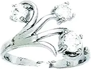 [JewelryWeb] 14k White Gold CZ Simulated Diamond Top Adjustable Flowers Body Jewelry toe ring-toe ring for Women