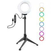 10 Mode Usb Led Ring Light With Tripod Mount And Cold Shoe Ball Head - 4.7 Inch