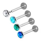5pc 316L Surgical Steel Internal Thread Labret Crystal Lip Bar Ring Tragus Stud