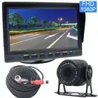 Truck Bus Car Rear View Kit 7" Mirror Monitor Night Vision Backup Reverse Camera