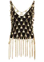 Rabanne Fringe-trimmed Embellished Chain Vest - Gold - 12 12