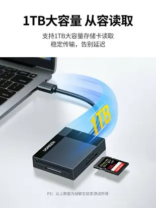 綠聯讀卡器四合一cf卡sd高速usb3.0otg安卓typec手機電腦ms車載轉換多功能tf內存適用于單反相機