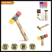 Rubber Mallet - 12 oz Double-Face Hammer with Soft/Hard Tips & Hickory Wood H...